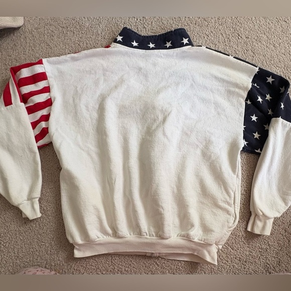Vtg ESY USA Flag Full Zip Sweatshirt XXL Stars & Stripes Patriotic Jacket - Picture 9 of 9